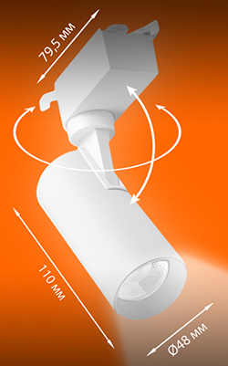 1-фазный трековый led светильник Ledvance ECO CLASS 8Вт 720 лм 4000К белый - размеры