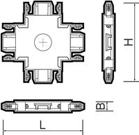 коннектор X-образный для низковольтного накладного шинопровода Jazzway MTR16 - размеры