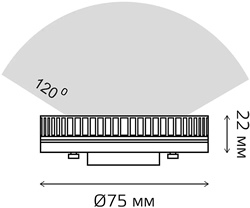 led лампа tablet GX53 Gauss 83823 Elementary - размеры