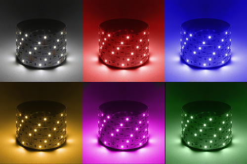 led лента LS5050-14,4-60-12-RGB+W(6500)-IP20-1 year-5m "Эра" - включенная