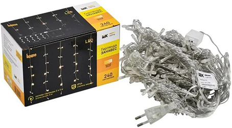 led гирлянда-занавес IEK LGDU201-1-240-L2-T-S-44 - внешний вид + упаковка