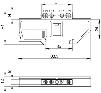 шина ШНИ N "ноль" IEK на DIN-изоляторе - размеры