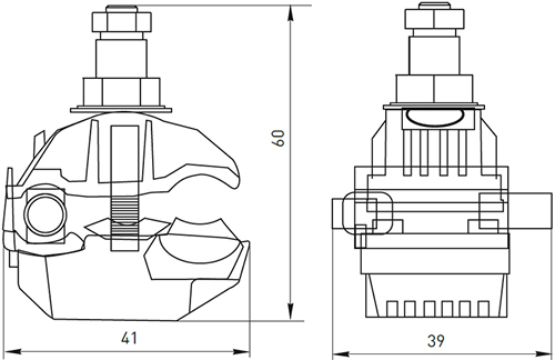 зажим ответвительный прокалывающий P1X-95 EKF - размеры