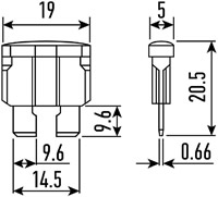набор автомобильных предохранителей "стандарт" Rexant 80-7022 - размеры
