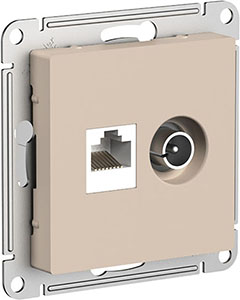 розетка RJ45 кат.5E + TV оконченая Systeme Electric AtlasDesign, песочный - внешний вид