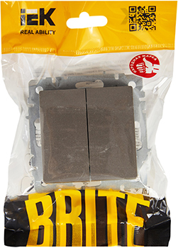 выключатель 2-клавишный IEK ВС10-2-0-БрС Brite - упаковка