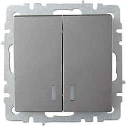 выключатель 2-клавишный IEK ВС10-2-1-БрС Brite - внешний вид
