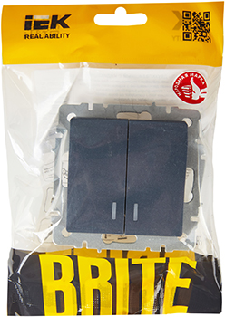 выключатель 2-клавишный IEK ВС10-2-1-БрМ Brite - упаковка