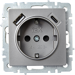розетка 1-местная IEK РЮш11-1-БрС Brite - внешний вид