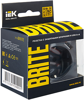 розетка 1-местная IEK РЮш10-2-БрМ Brite - упаковка