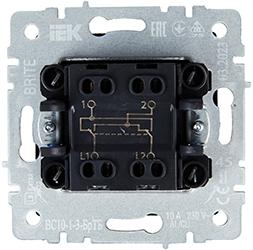 выключатель 1-клавишный перекрестный IEK ВС10-1-3-БрТБ Brite - вид с тыльной стороны
