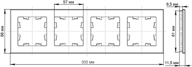 рамка 4-постовая Systeme Electric AtlasDesign Nature - размеры
