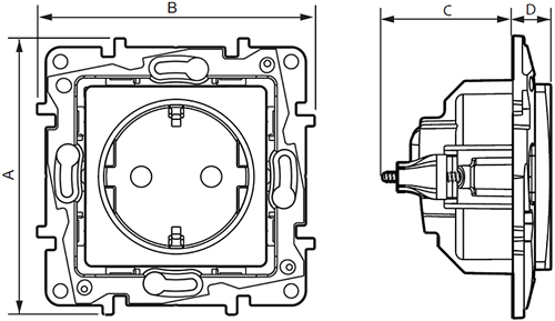 розетка 1-местная Legrand Etika с з/к - размеры