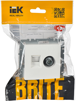 розетка двойная TV+RJ45 IEK РТВ/РК12-БрБ Brite - упаковка