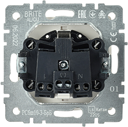 розетка 1-местная IEK РСбш10-3-БрБ Brite - вид с тыльной стороны