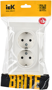 розетка 2-местная IEK РСш12-3-БрБ Brite - упаковка