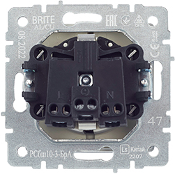 розетка 1-местная IEK РСбш10-3-БрА Brite - вид с тыльной стороны