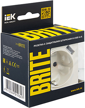 розетка 1-местная IEK РЮш10-2-БрЖ Brite - упаковка