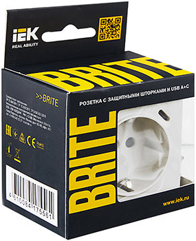 розетка 1-местная IEK РЮш11-1-БрЖ Brite - упаковка