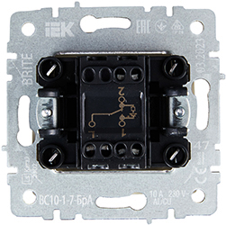 выключатель 1-клавишный проходной IEK ВС10-1-7-БрА Brite - вид с тыльной стороны