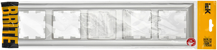 рамка 5-постовая IEK РУ-5-Бр Brite алюминий / алюминий - упаковка