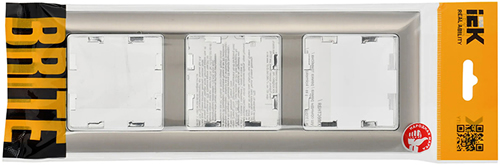 рамка 3-постовая IEK РУ-3-Бр Brite хром / никель - упаковка