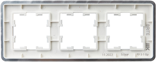 рамка 3-постовая IEK РУ-3-1-Бр металл алюминий RE Brite - вид с тыльной стороны