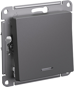 выключатель 1-клавишный Systeme Electric AtlasDesign, с подсветкой, базальт - внешний вид