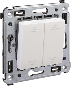 выключатель 2-клавишный DKC Avanti, цвет белое облако - внешний вид