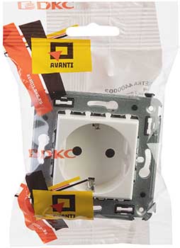 розетка 1-местная DKC Avanti, з/к + шторки, цвет белое облако - упаковка