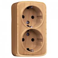 купить Минск светлое дерево розетка открытая 2-мест заземление IP20  в Ухте Минск светлое дерево розетка открытая 2-мест заземление IP20