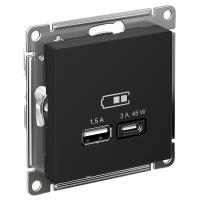 AtlasDesign карбон розетка USB type-A+type-C скрытая 2-ая тип-C 45Вт