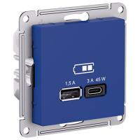 купить Атлас аквамарин розетка USB A+C скрытая 2-ая заряд 45Вт в Ухте Атлас аквамарин розетка USB A+C скрытая 2-ая заряд 45Вт