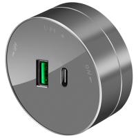 купить МультиТрек графит розетка USB A+C в шину 2-ая круглая в Ухте МультиТрек графит розетка USB A+C в шину 2-ая круглая
