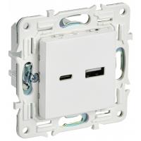купить Сканди арктический белый  механизм USB A+C скрытая 2-ая 18Вт в Ухте Сканди арктический белый  механизм USB A+C скрытая 2-ая 18Вт