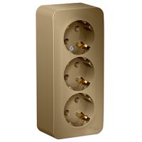 Бланка титан розетка открытая 3-мест заземление шторки IP20 