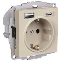 купить Атлас песочный розетка скрытая 1-мест заземление шторки USB IP20 2 USB A+C в Ухте Атлас песочный розетка скрытая 1-мест заземление шторки USB IP20 2 USB A+C
