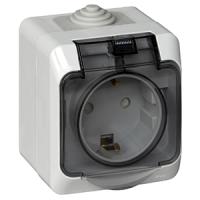 купить Этюд серый розетка открытая 1-мест заземление с крышкой шторки IP44  в Ухте Этюд серый розетка открытая 1-мест заземление с крышкой шторки IP44