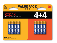 купить Батарейка AAA(мизинчик) алкалиновая BL8 Kodak Max  в Ухте Батарейка AAA(мизинчик) алкалиновая BL8 Kodak Max