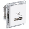 купить Атлас белый розетка USB type-A+type-C скрытая 2-ая тип-C 45Вт в Ухте Атлас белый розетка USB type-A+type-C скрытая 2-ая тип-C 45Вт