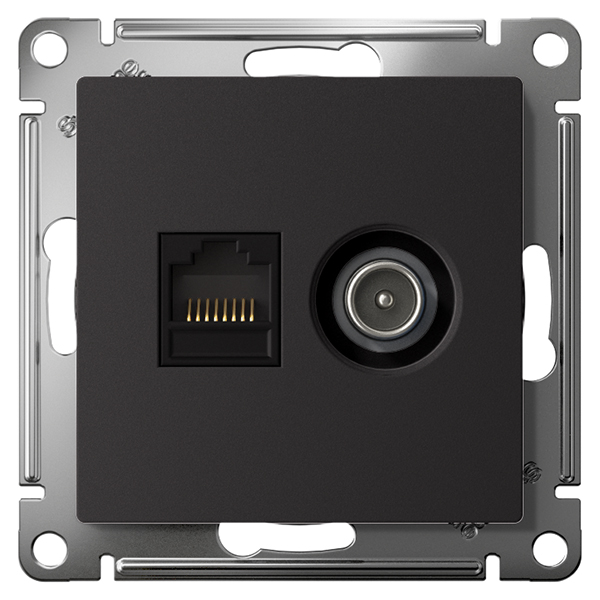 AtlasDesign карбон розетка RJ45+TV скрытая 2-ая 