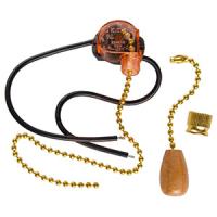 купить Выключатель для бра с цепочкой 3А золото провод и деревянный наконечник в Ухте Выключатель для бра с цепочкой 3А золото провод и деревянный наконечник