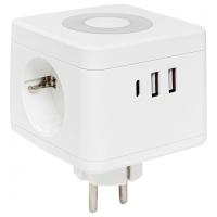 купить Разветвитель 2-мест 16А заземление 2*USB белый квадрат пластик EKF +ночник в Ухте Разветвитель 2-мест 16А заземление 2*USB белый квадрат пластик EKF +ночник