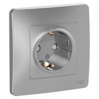 купить Бланка алюминий розетка скрытая 1-мест заземление шторки IP20 в Ухте Бланка алюминий розетка скрытая 1-мест заземление шторки IP20