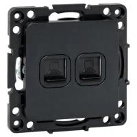 купить Стокгольм черный механизм RJ45 2x8(8) скрытая 2-ая  в Ухте Стокгольм черный механизм RJ45 2x8(8) скрытая 2-ая