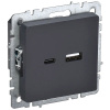 купить Брайт графит розетка USB A+C скрытая 2-ая  в Ухте Брайт графит розетка USB A+C скрытая 2-ая