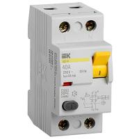 Выключатель дифференциальный (УЗО) 2Р 40А 30мА AC 3кА ВД1-63 IEK