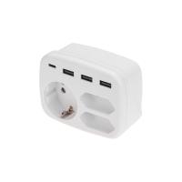 купить Тройник электрический 16А + 2х2,5А с/з + 3хUSB-A 2,4А + USB Type-C 3А, белый REXANT в Ухте Тройник электрический 16А + 2х2,5А с/з + 3хUSB-A 2,4А + USB Type-C 3А, белый REXANT