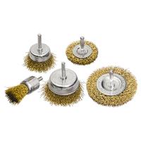 Набор щеток для дрели, 5 шт., 2 Плоские 50-75 мм, 3 Чашки 25-50-75 мм, со шпильками// Matrix 74492