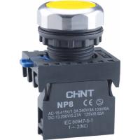 Кнопка упр. NP8-10BND/5 подсветка, самовозв, желтый, AC110-230В(LED), 1НО, IP65 (R)